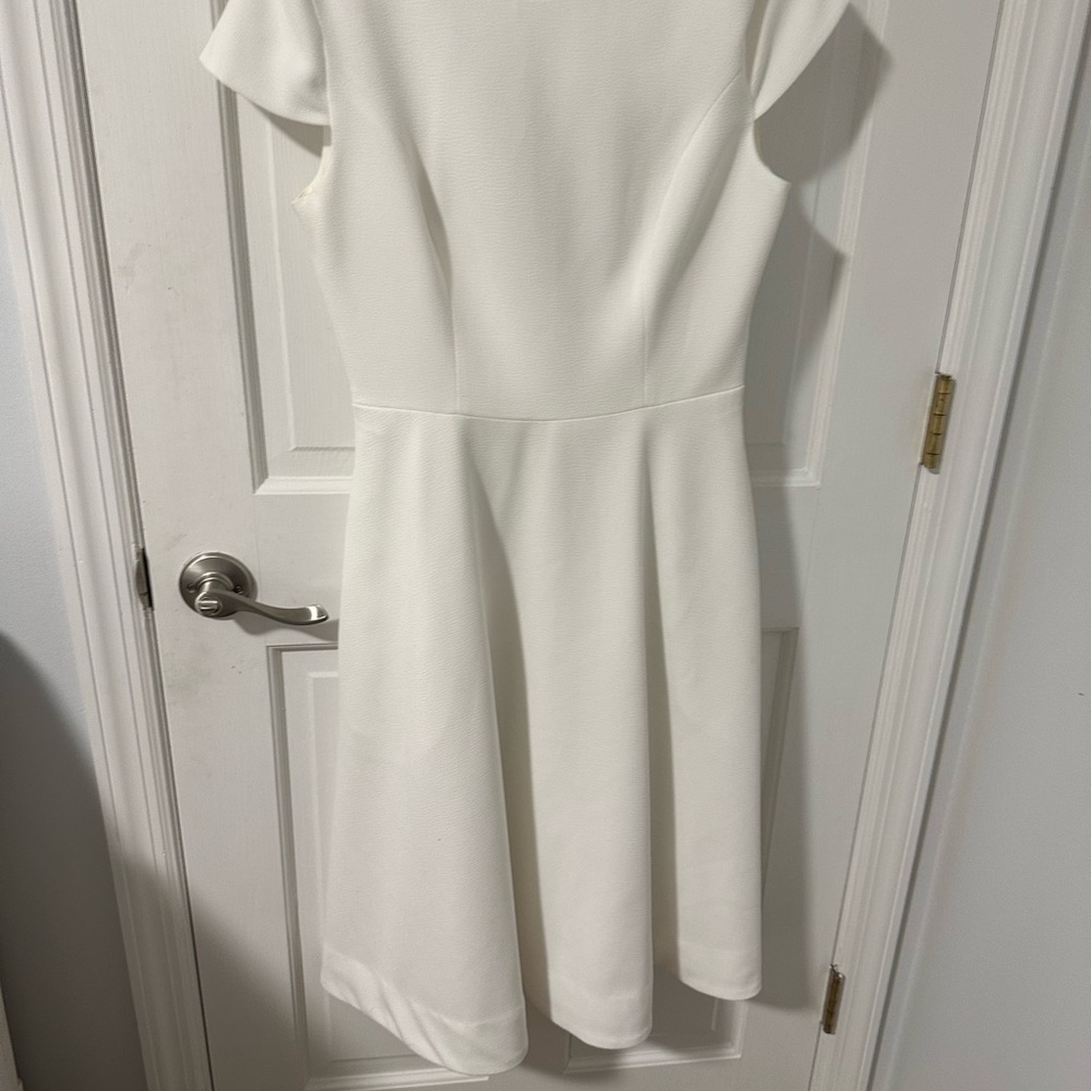 Dress the Population White Cap-Sleeve Fit & Flare Mini Dress